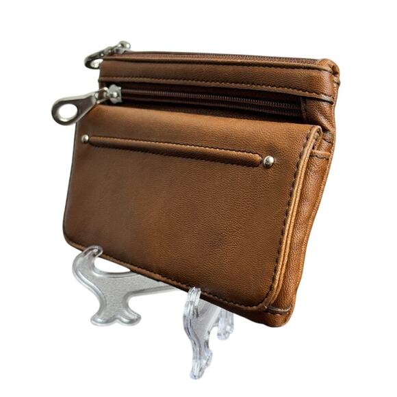 Women's Relic Brown Leather Vegan Leather Wallet Clutch Purse - Size 7" x 4" - Picture 3 of 6